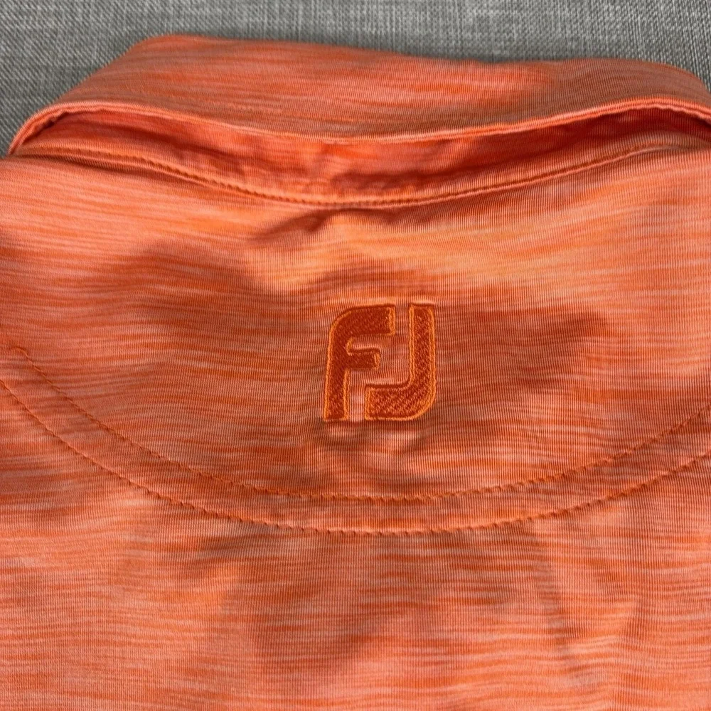 FootJoy Golf Polo Shirt Mens L Orange Stretch Jersey Short Sleeve Performance